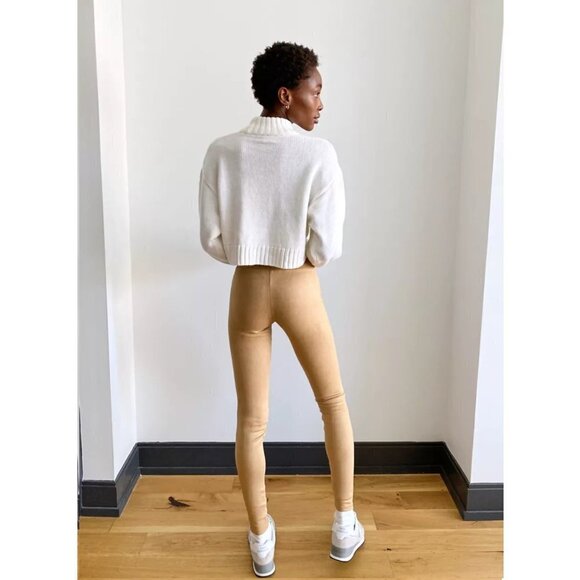 Aritzia Wilfred Free Daria Pant Vegan Suede Leggings Colour Tannin Size Medium - Picture 2 of 8